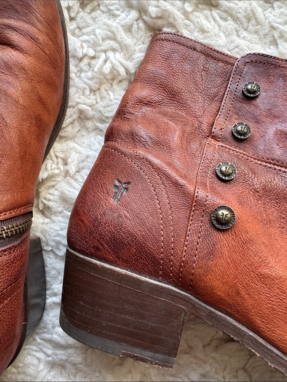 Frye Lynn Military Cognac Boots - Picture 5 of 9